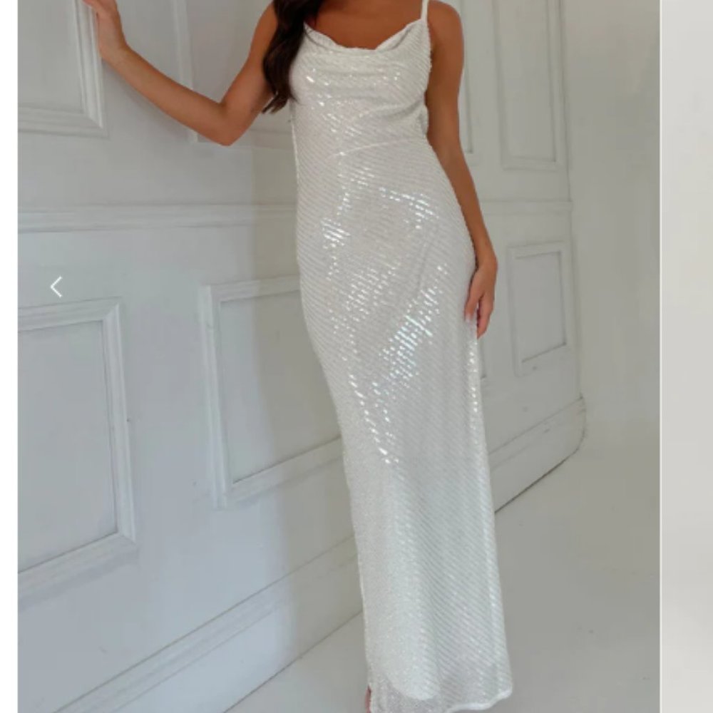 Marise Sequin Gown - White